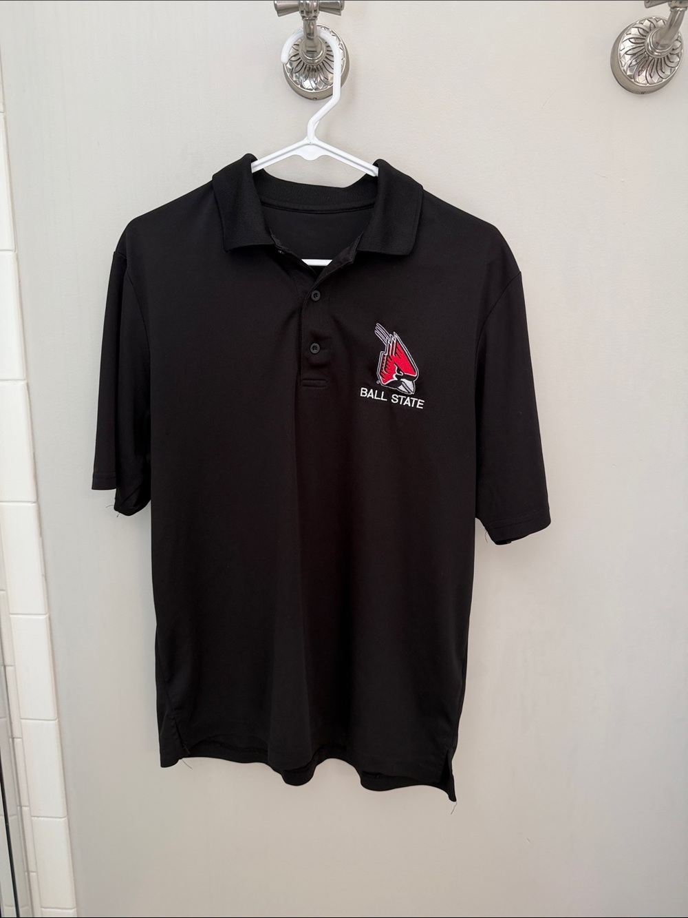 Men's Black Polo with Cardinal Logo